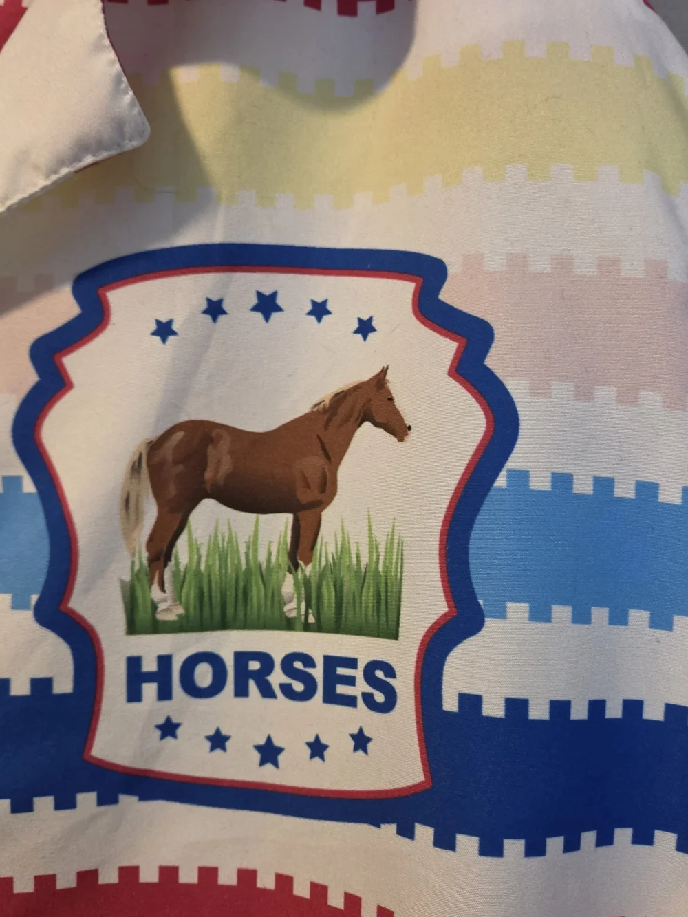 Barbie Kids' Multicolor Striped Horses Button-Up Shirt